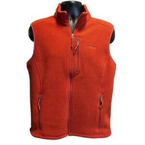 LL Bean Men’s Size M Mock Neck Full Zip Fleece Vest Burnt Orange